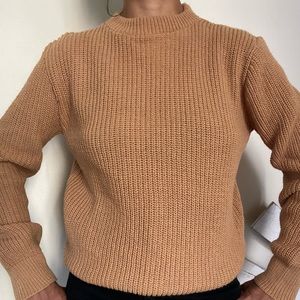 Vintage Cottagecore Camel Knit Crew Sweater